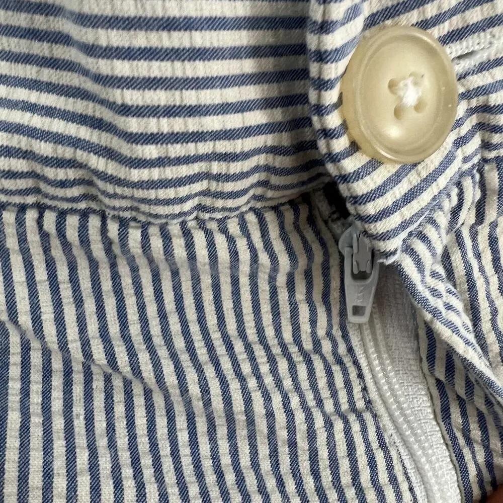 J. Crew Shorts Mens 36 Blue White Seersucker Cotton Striped Summer Classic‎